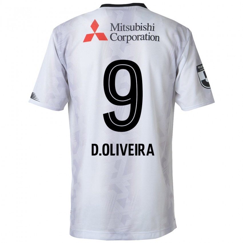 Børn Diego Oliveira #9 Hvid Sort Udebane Spillertrøjer 2024/25 Trøje T-Shirt