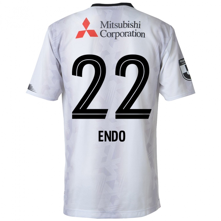 Børn Keita Endo #22 Hvid Sort Udebane Spillertrøjer 2024/25 Trøje T-Shirt