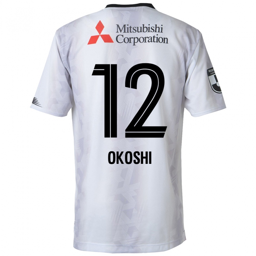 Børn Yutaha Okoshi #12 Hvid Sort Udebane Spillertrøjer 2024/25 Trøje T-Shirt