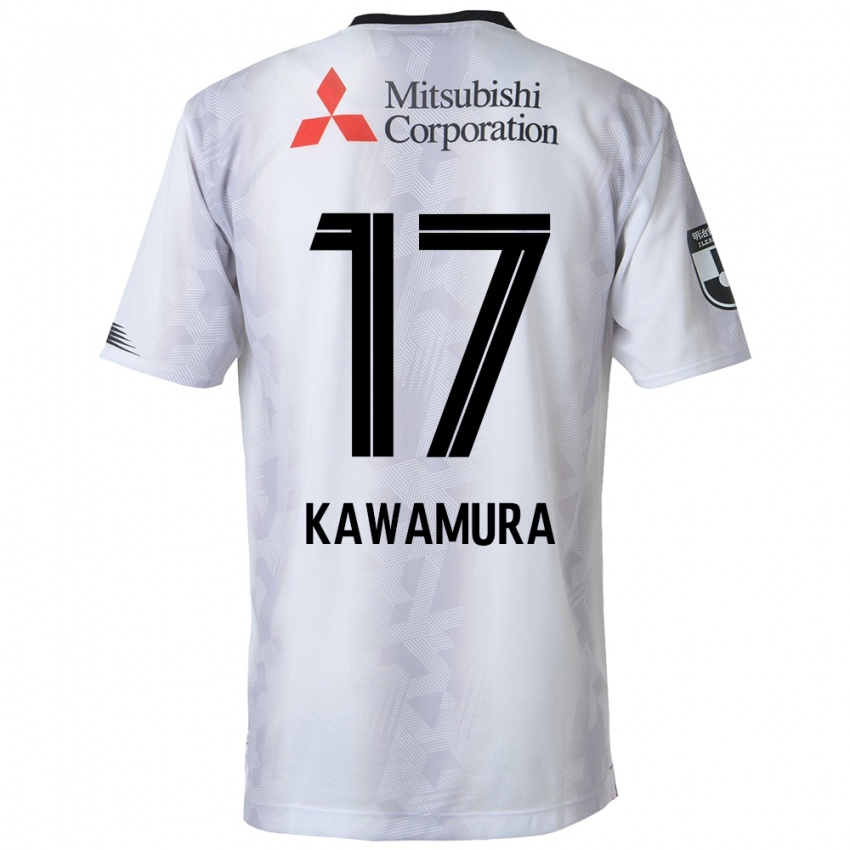 Børn Riku Kawamura #17 Hvid Sort Udebane Spillertrøjer 2024/25 Trøje T-Shirt