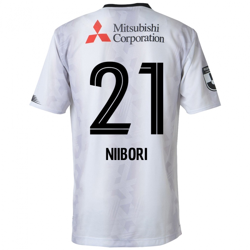 Børn Keita Niibori #21 Hvid Sort Udebane Spillertrøjer 2024/25 Trøje T-Shirt