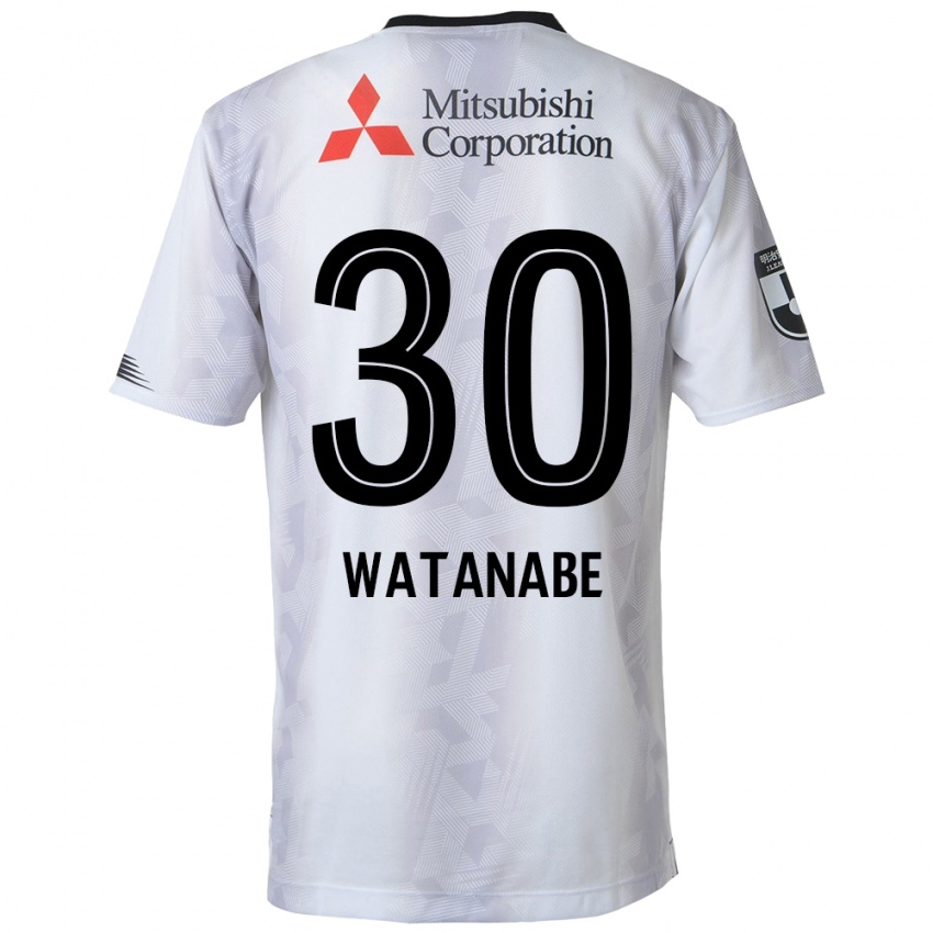 Børn Matthew Watanabe #30 Hvid Sort Udebane Spillertrøjer 2024/25 Trøje T-Shirt