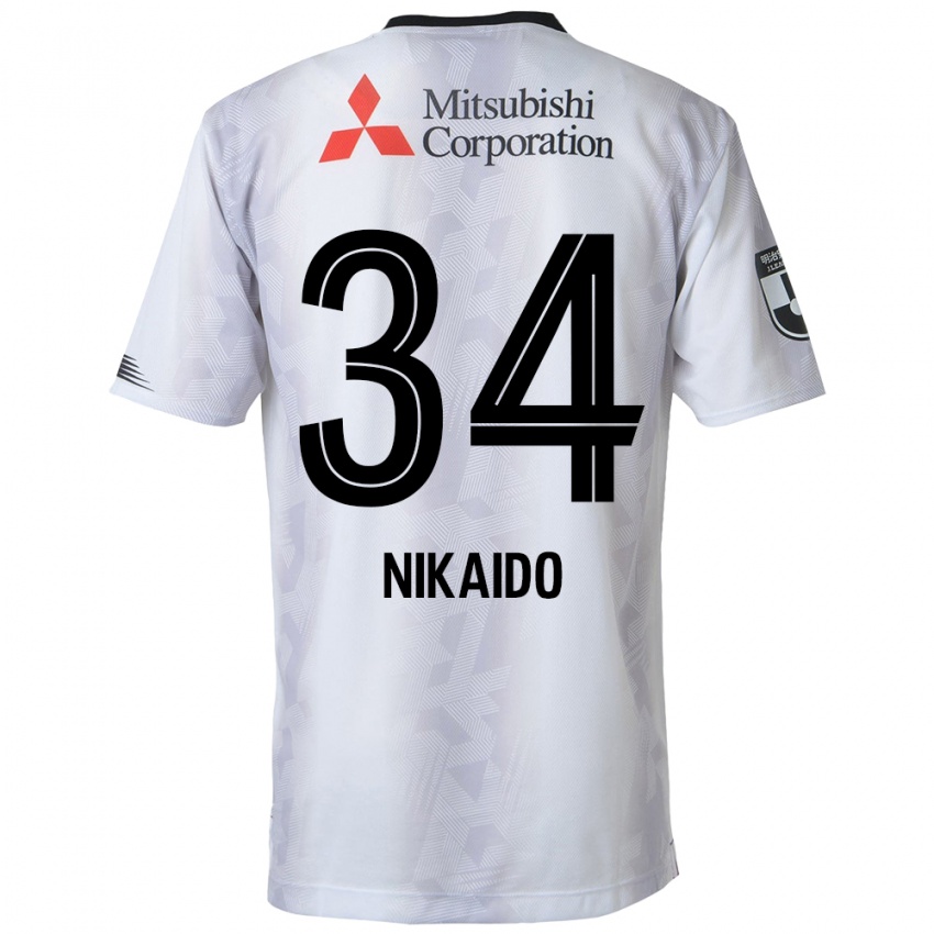 Børn Rintaro Nikaido #34 Hvid Sort Udebane Spillertrøjer 2024/25 Trøje T-Shirt