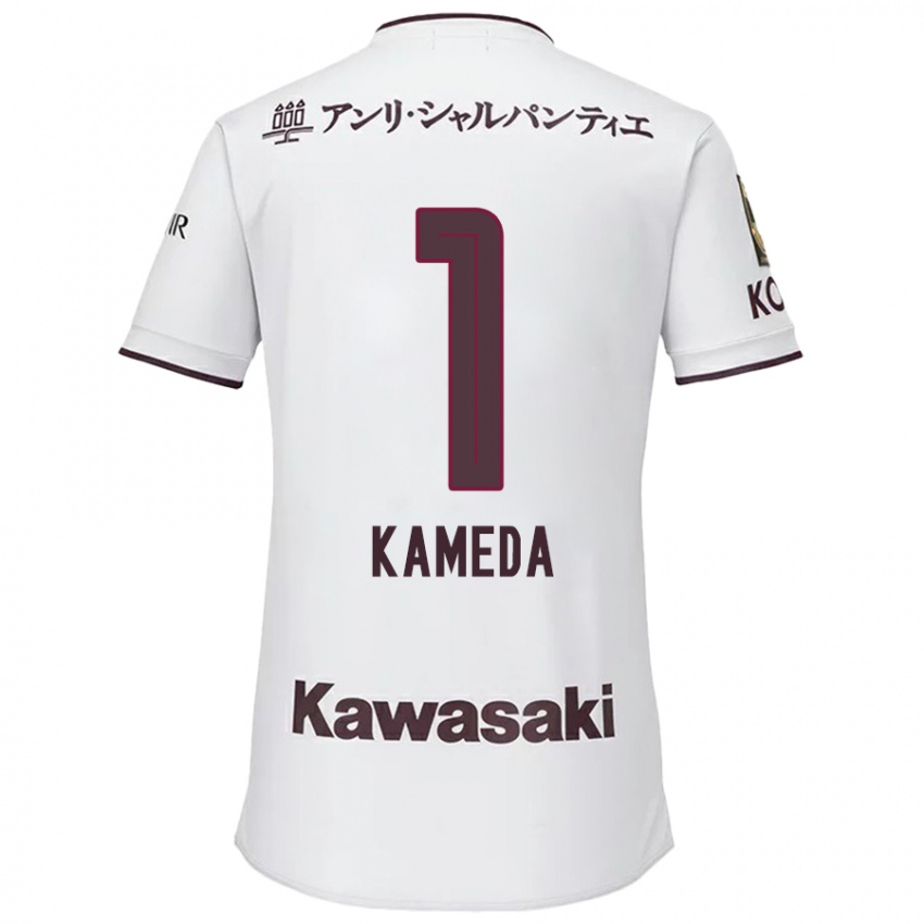 Børn Taiga Kameda #1 Hvid Rød Udebane Spillertrøjer 2024/25 Trøje T-Shirt