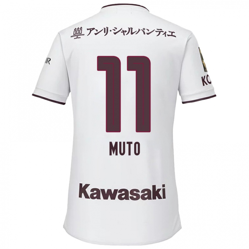 Børn Yoshinori Muto #11 Hvid Rød Udebane Spillertrøjer 2024/25 Trøje T-Shirt