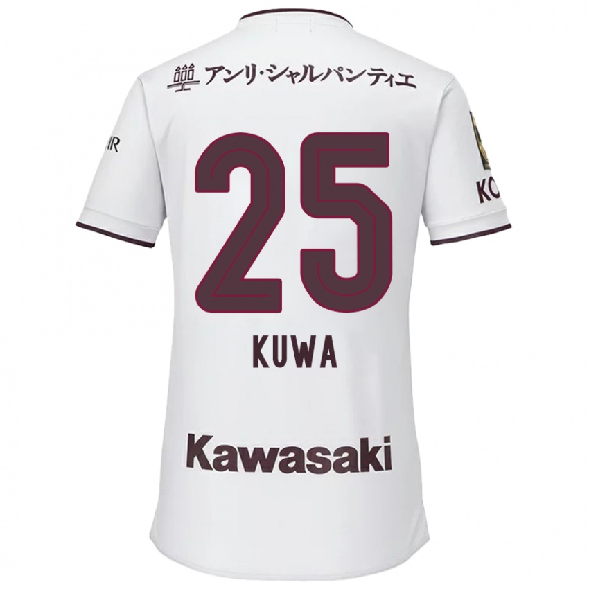 Børn Yuya Kuwasaki #25 Hvid Rød Udebane Spillertrøjer 2024/25 Trøje T-Shirt