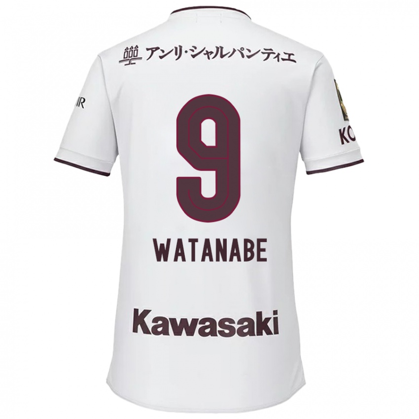 Børn Hayato Watanabe #9 Hvid Rød Udebane Spillertrøjer 2024/25 Trøje T-Shirt