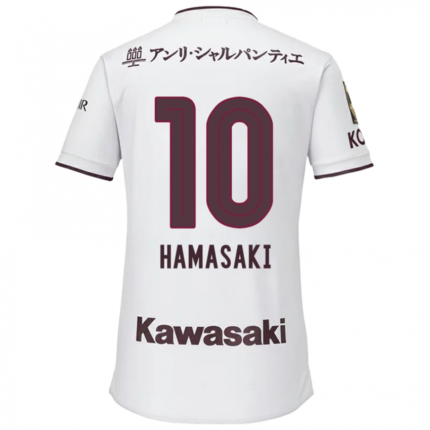 Børn Kento Hamasaki #10 Hvid Rød Udebane Spillertrøjer 2024/25 Trøje T-Shirt