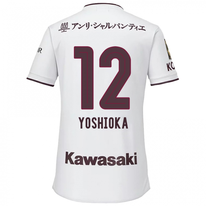 Børn Kosuke Yoshioka #12 Hvid Rød Udebane Spillertrøjer 2024/25 Trøje T-Shirt