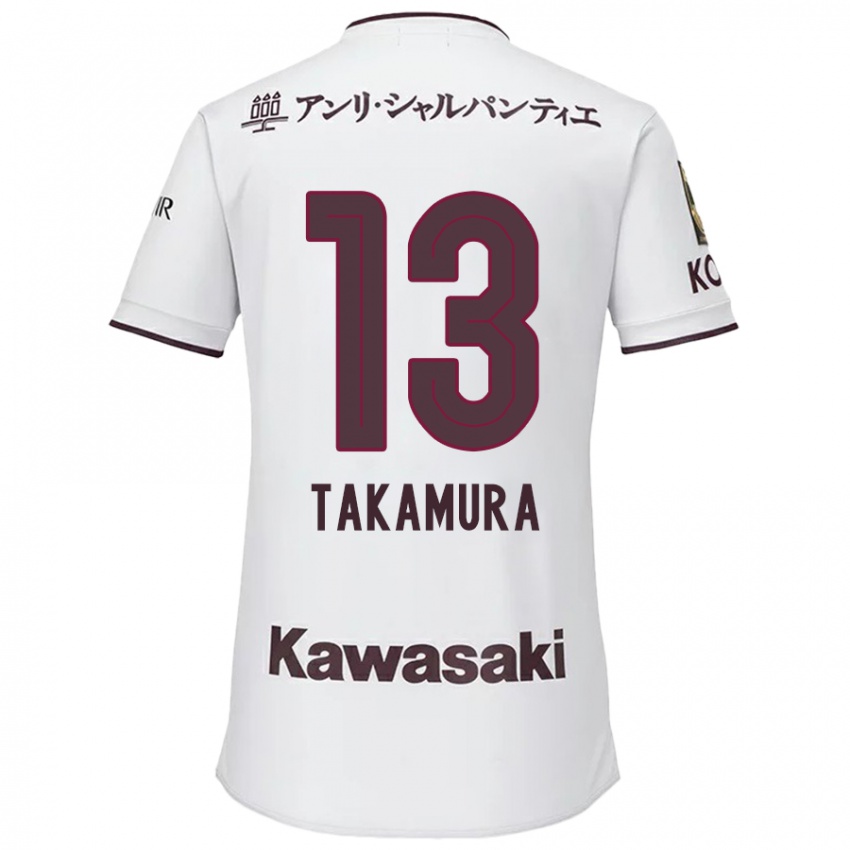 Børn Tokiya Takamura #13 Hvid Rød Udebane Spillertrøjer 2024/25 Trøje T-Shirt