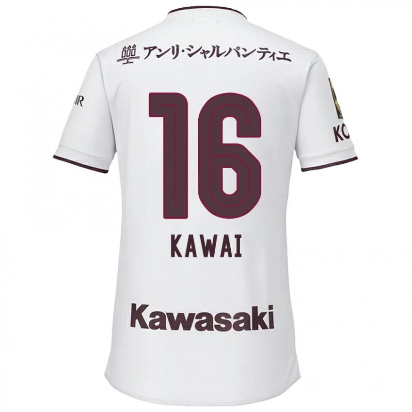 Børn Yuka Kawai #16 Hvid Rød Udebane Spillertrøjer 2024/25 Trøje T-Shirt