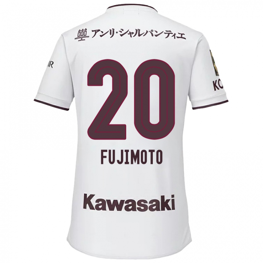 Børn Riku Fujimoto #20 Hvid Rød Udebane Spillertrøjer 2024/25 Trøje T-Shirt