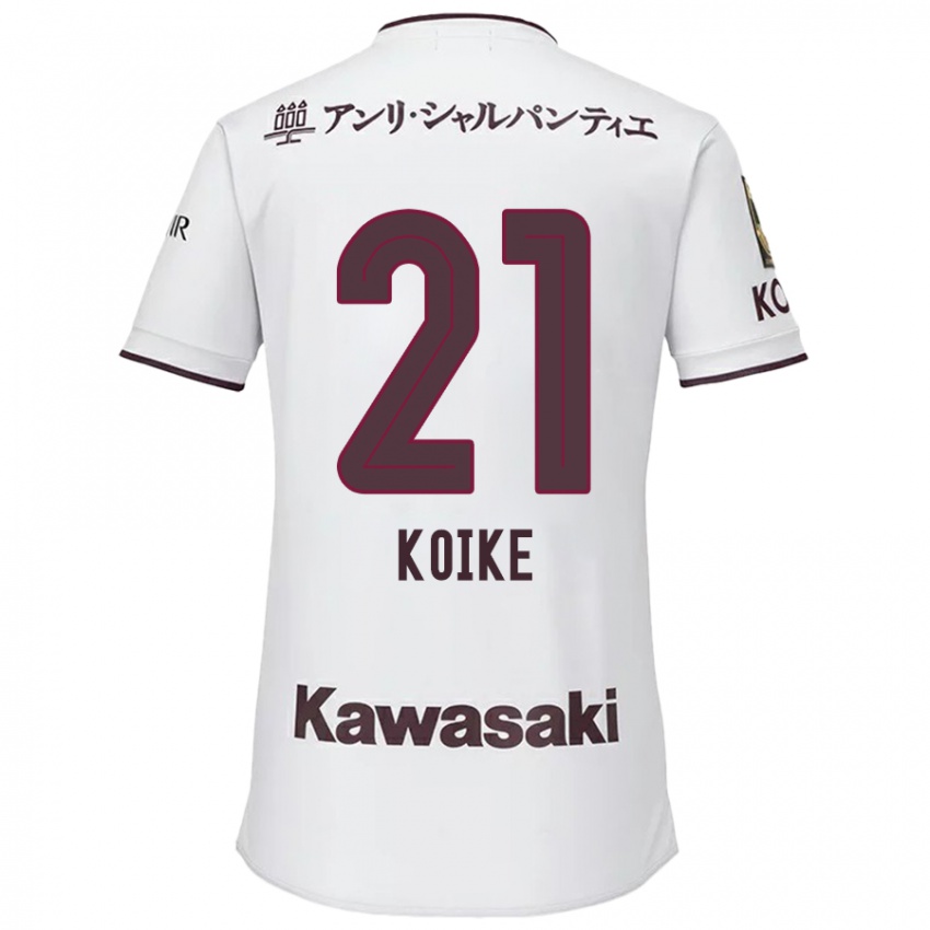 Børn Shusuke Koike #21 Hvid Rød Udebane Spillertrøjer 2024/25 Trøje T-Shirt