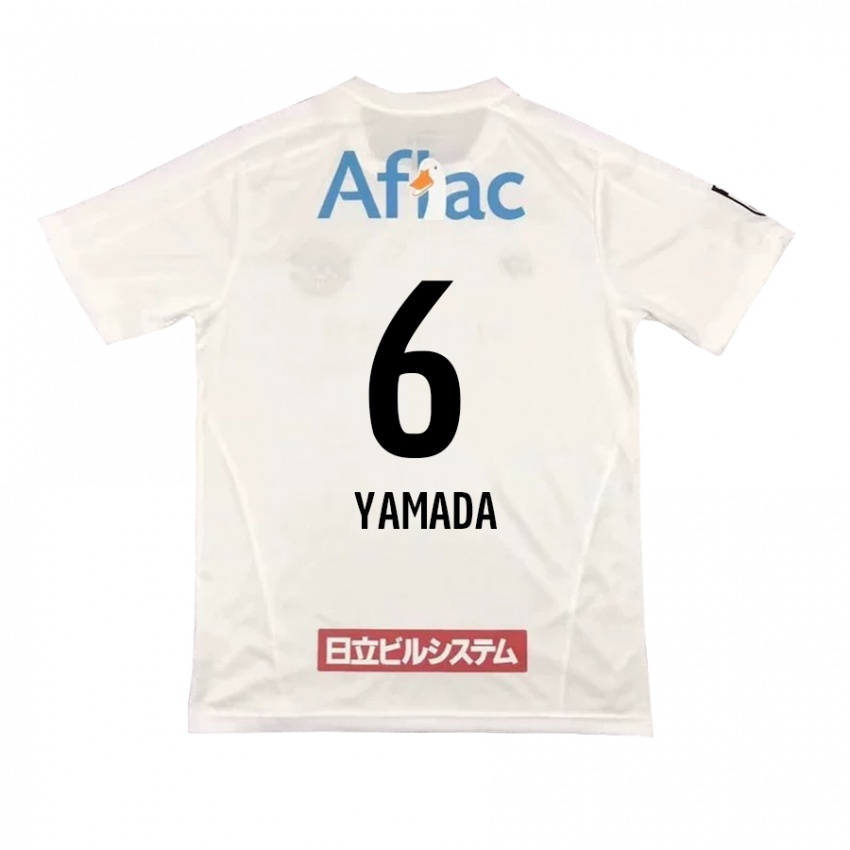 Børn Yuto Yamada #6 Hvid Sort Udebane Spillertrøjer 2024/25 Trøje T-Shirt