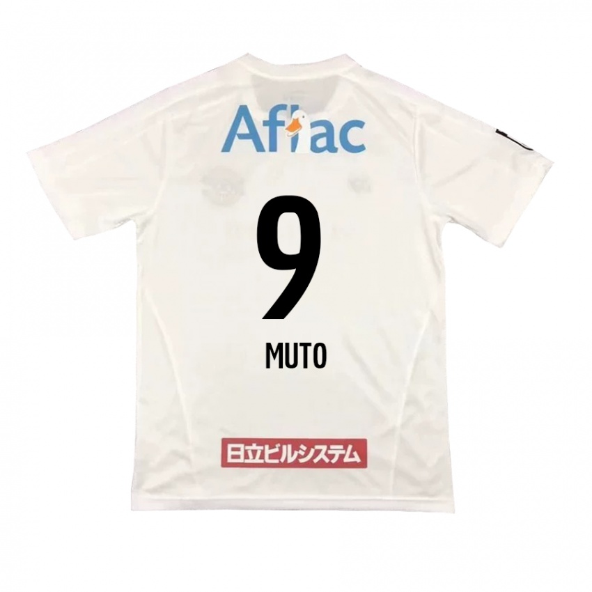 Børn Yuki Muto #9 Hvid Sort Udebane Spillertrøjer 2024/25 Trøje T-Shirt