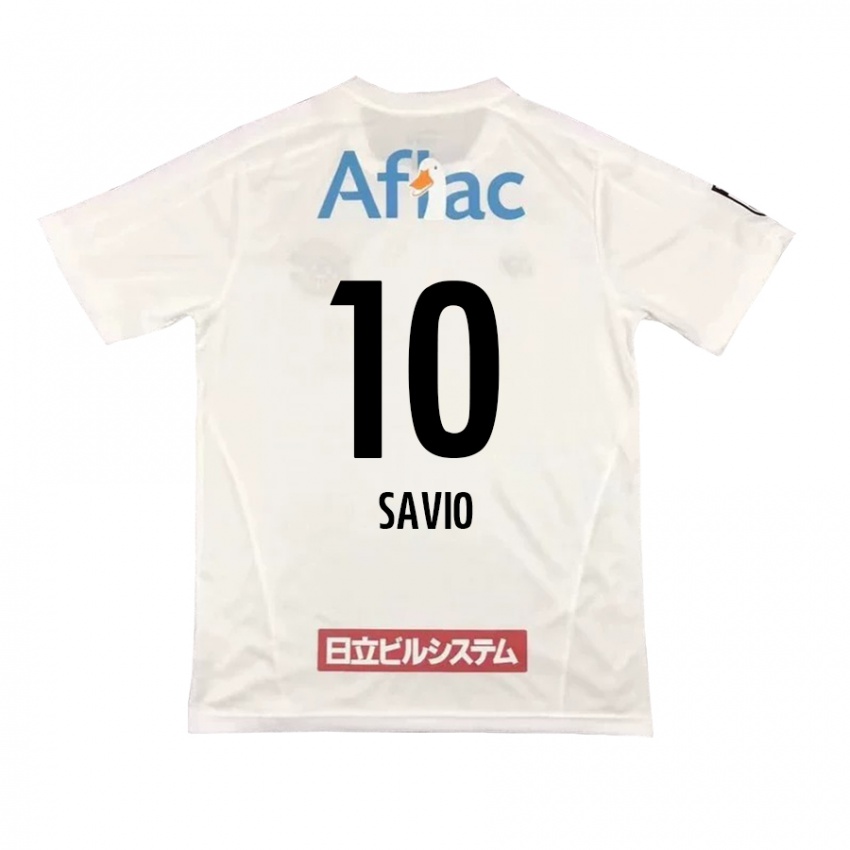 Børn Matheus Savio #10 Hvid Sort Udebane Spillertrøjer 2024/25 Trøje T-Shirt