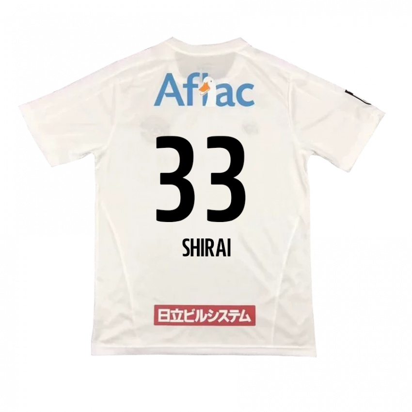 Børn Eiji Shirai #33 Hvid Sort Udebane Spillertrøjer 2024/25 Trøje T-Shirt