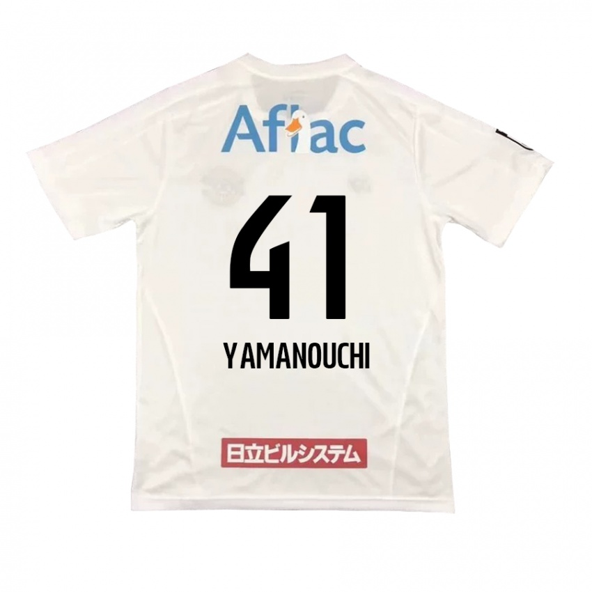 Børn Yusei Yamanouchi #41 Hvid Sort Udebane Spillertrøjer 2024/25 Trøje T-Shirt