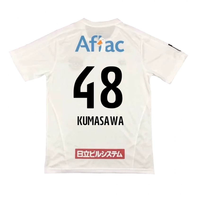 Børn Kazuki Kumasawa #48 Hvid Sort Udebane Spillertrøjer 2024/25 Trøje T-Shirt