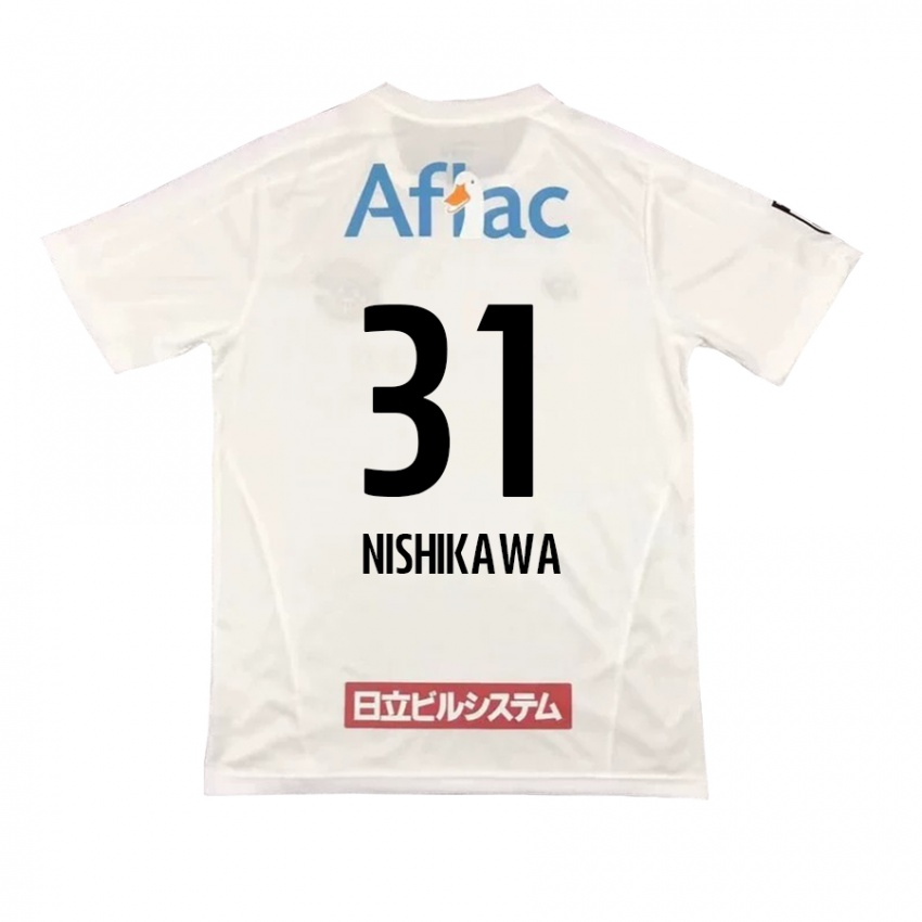 Børn Genki Nishikawa #31 Hvid Sort Udebane Spillertrøjer 2024/25 Trøje T-Shirt