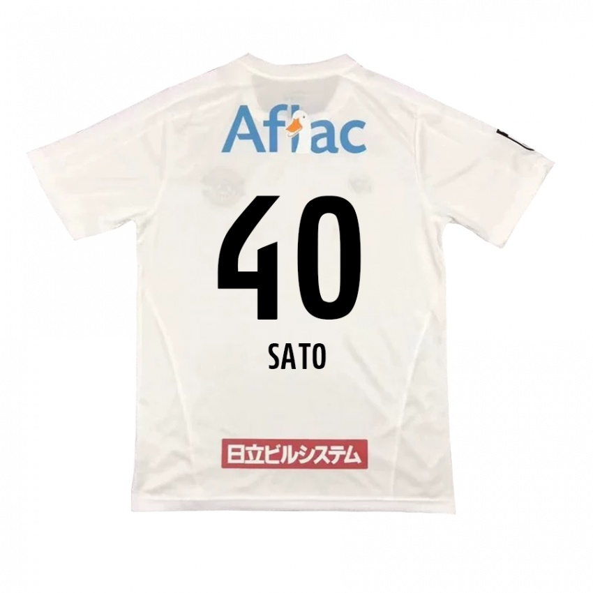 Børn Raku Sato #40 Hvid Sort Udebane Spillertrøjer 2024/25 Trøje T-Shirt