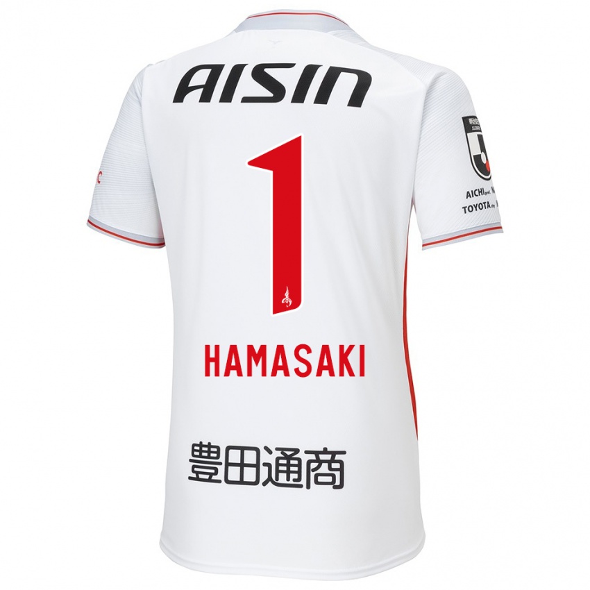 Børn Shiki Hamasaki #1 Hvid Gul Rød Udebane Spillertrøjer 2024/25 Trøje T-Shirt