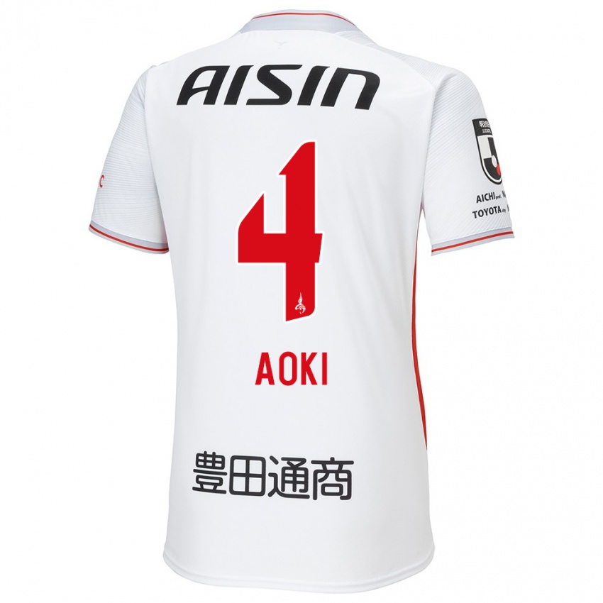 Børn Masamune Aoki #4 Hvid Gul Rød Udebane Spillertrøjer 2024/25 Trøje T-Shirt