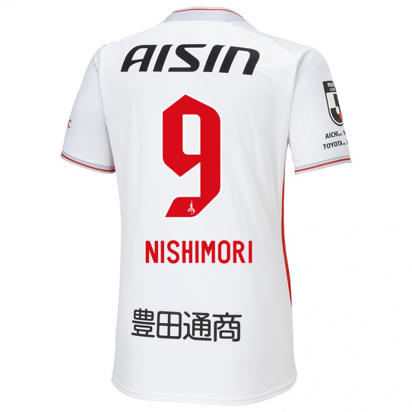 Børn Naoto Nishimori #9 Hvid Gul Rød Udebane Spillertrøjer 2024/25 Trøje T-Shirt