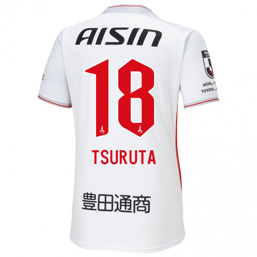 Børn Shu Tsuruta #18 Hvid Gul Rød Udebane Spillertrøjer 2024/25 Trøje T-Shirt