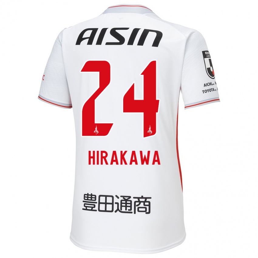 Børn Haruto Hirakawa #24 Hvid Gul Rød Udebane Spillertrøjer 2024/25 Trøje T-Shirt