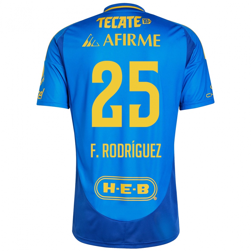 Børn Felipe Rodríguez #25 Blå Gul Udebane Spillertrøjer 2024/25 Trøje T-Shirt