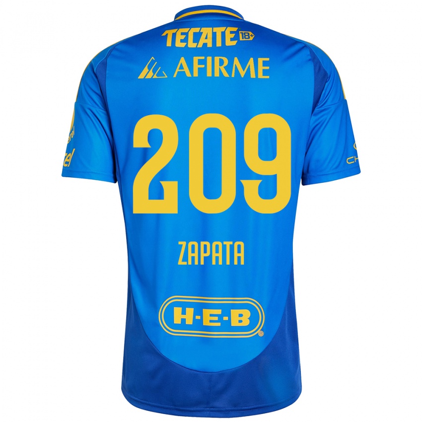 Børn Jorge Zapata #209 Blå Gul Udebane Spillertrøjer 2024/25 Trøje T-Shirt