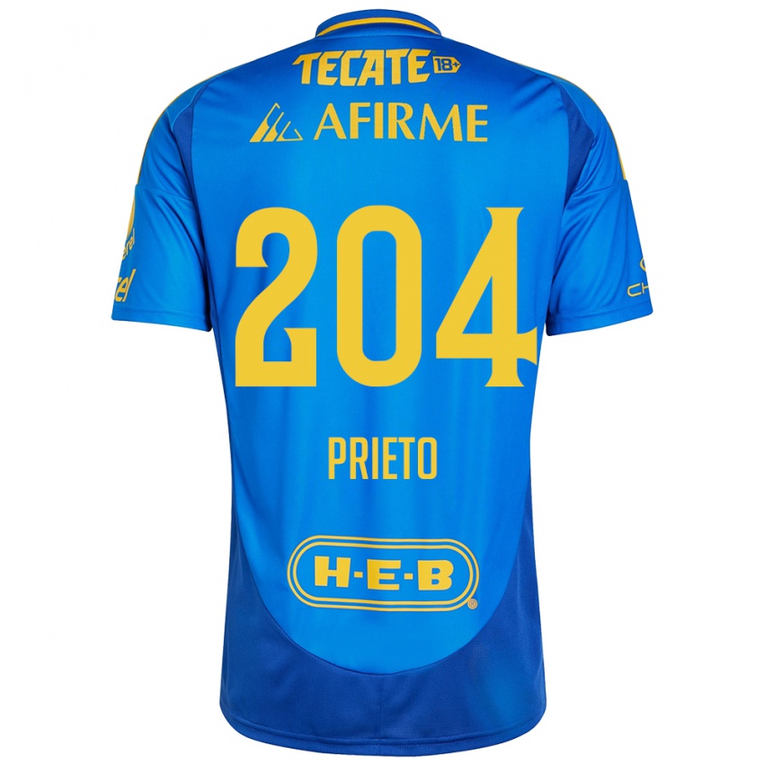 Børn Leonel Prieto #204 Blå Gul Udebane Spillertrøjer 2024/25 Trøje T-Shirt