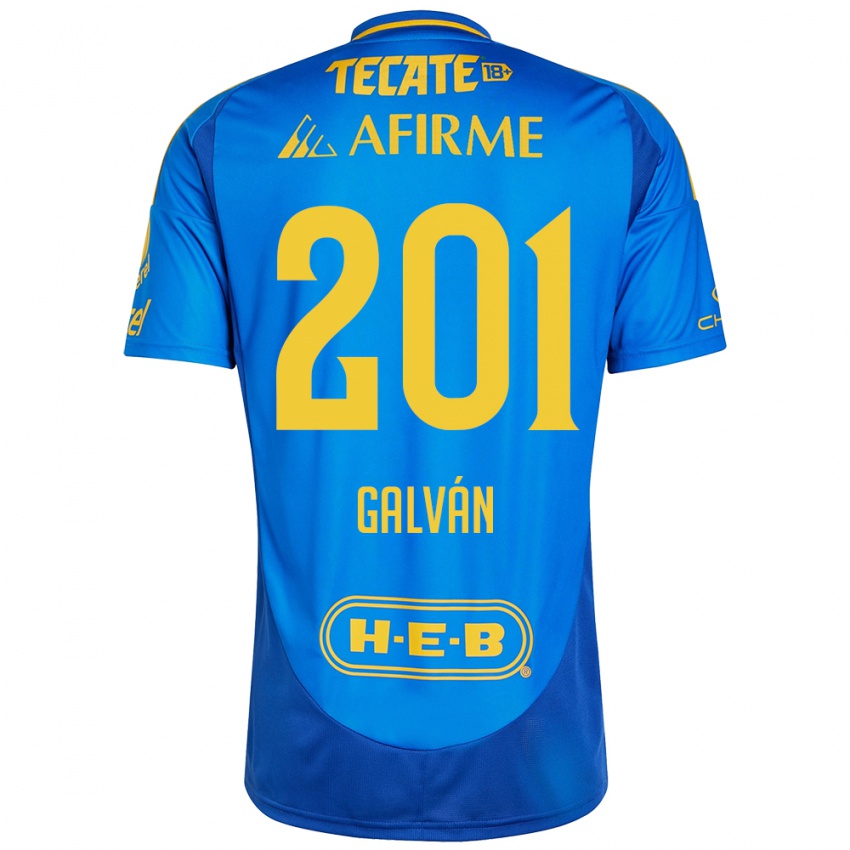 Børn Isac Galván #201 Blå Gul Udebane Spillertrøjer 2024/25 Trøje T-Shirt