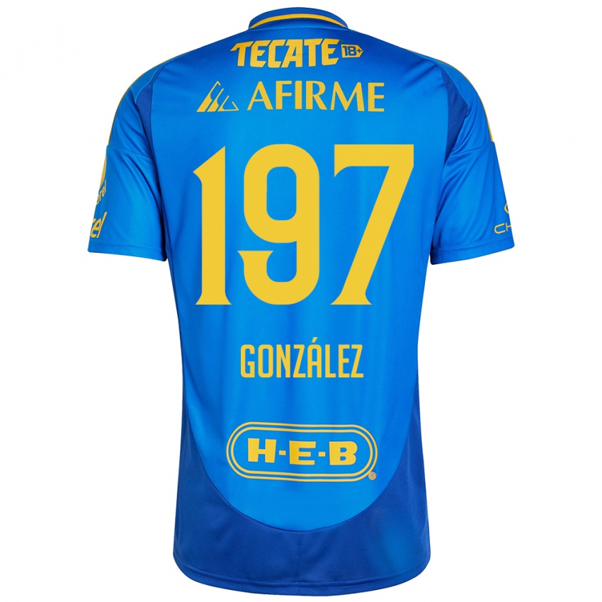 Børn Germán González #197 Blå Gul Udebane Spillertrøjer 2024/25 Trøje T-Shirt