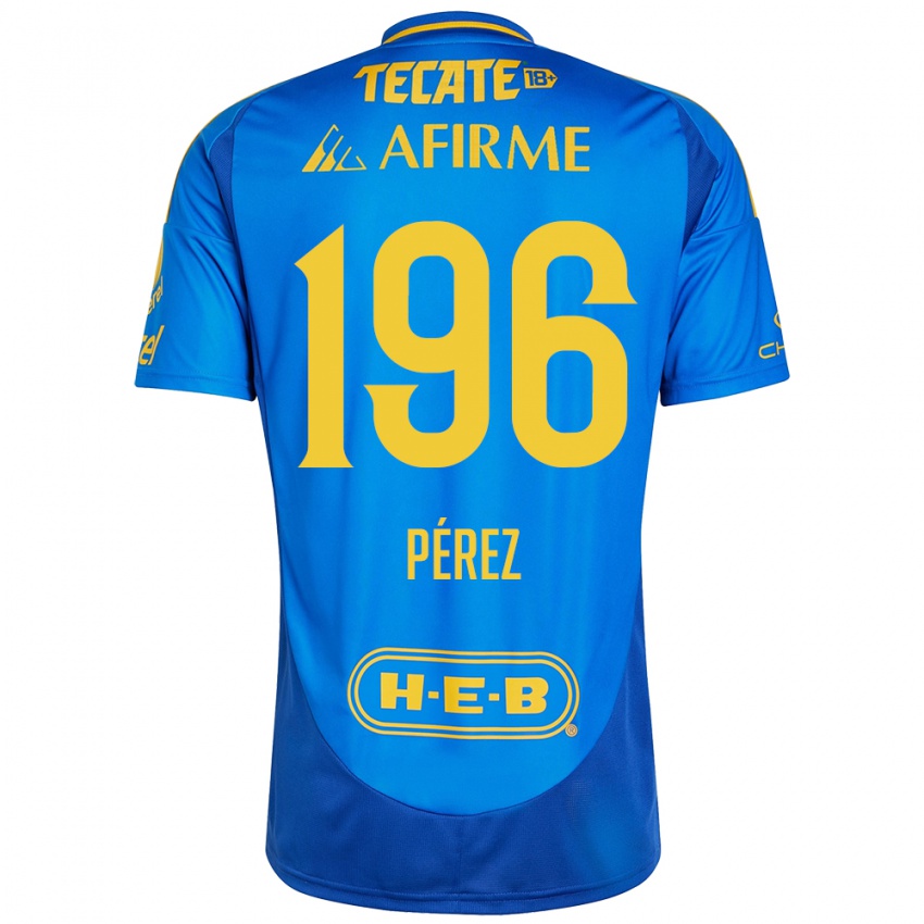 Børn Axel Pérez #196 Blå Gul Udebane Spillertrøjer 2024/25 Trøje T-Shirt