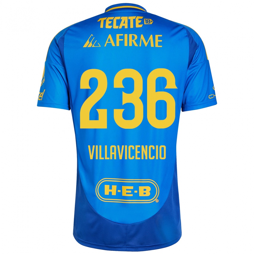 Børn Edgar Villavicencio #236 Blå Gul Udebane Spillertrøjer 2024/25 Trøje T-Shirt