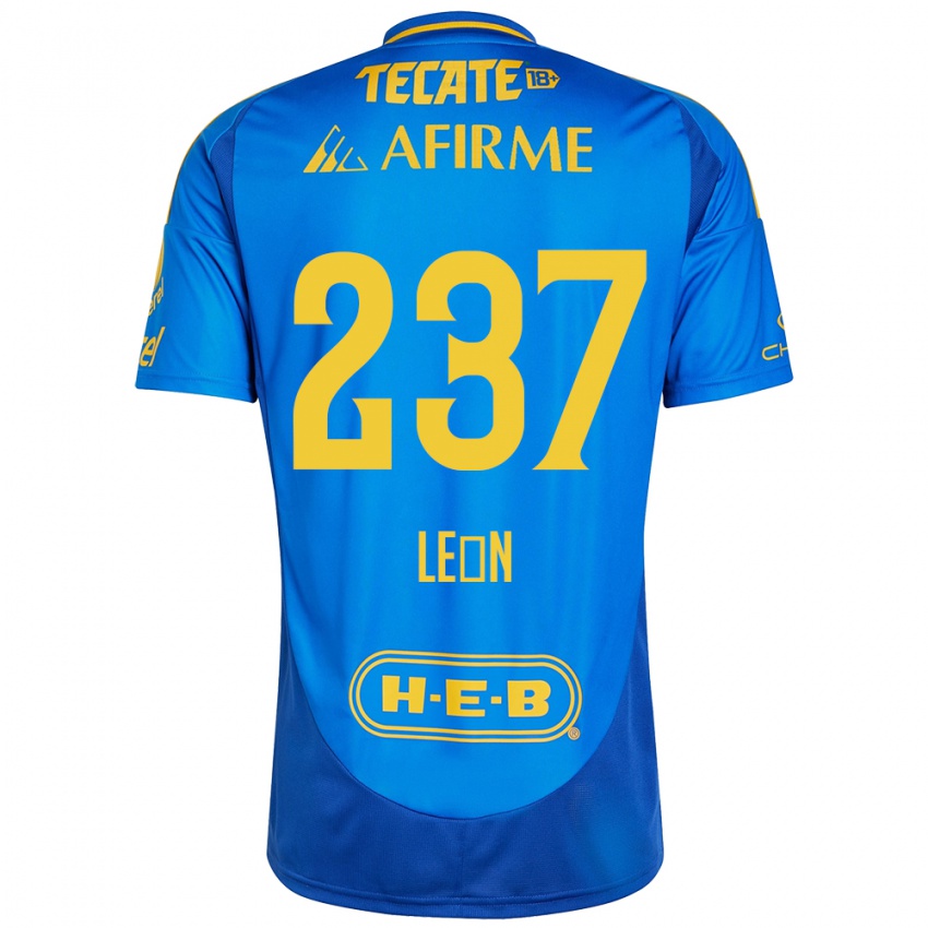 Børn Gabriel León #237 Blå Gul Udebane Spillertrøjer 2024/25 Trøje T-Shirt