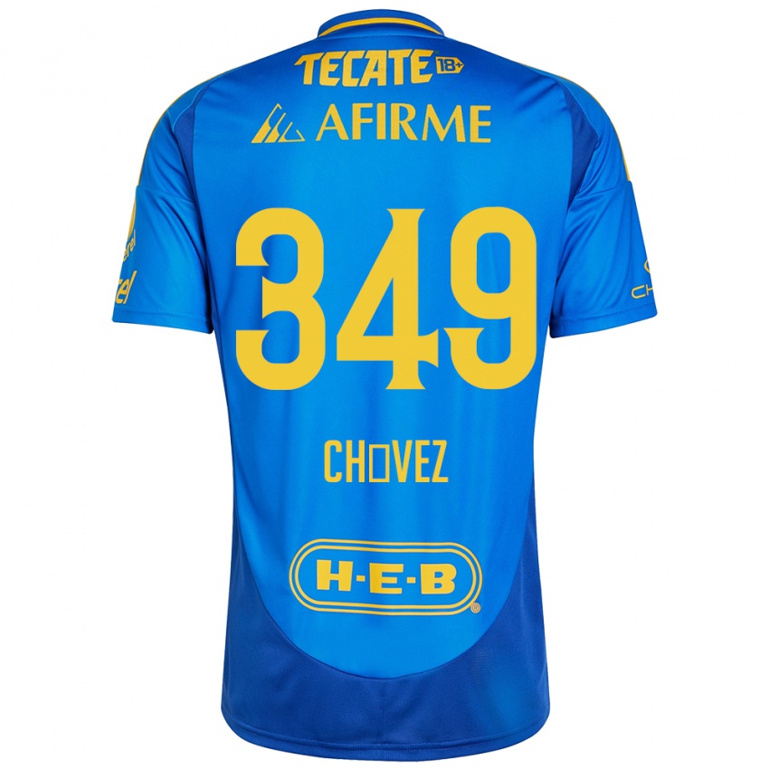 Børn Jorge Chávez #349 Blå Gul Udebane Spillertrøjer 2024/25 Trøje T-Shirt