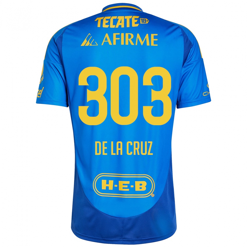 Børn Erick De La Cruz #303 Blå Gul Udebane Spillertrøjer 2024/25 Trøje T-Shirt