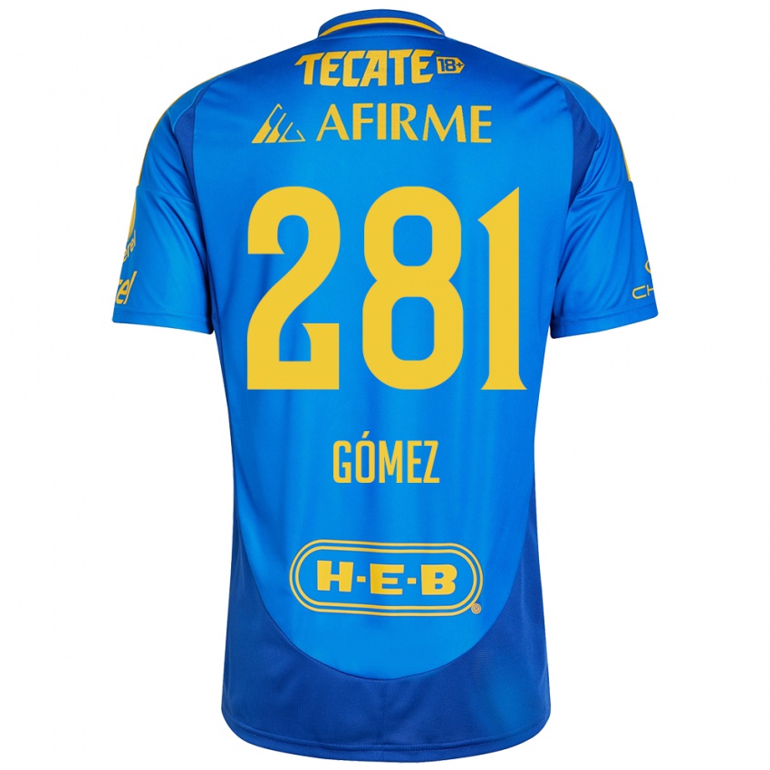 Børn Luis Gómez #281 Blå Gul Udebane Spillertrøjer 2024/25 Trøje T-Shirt