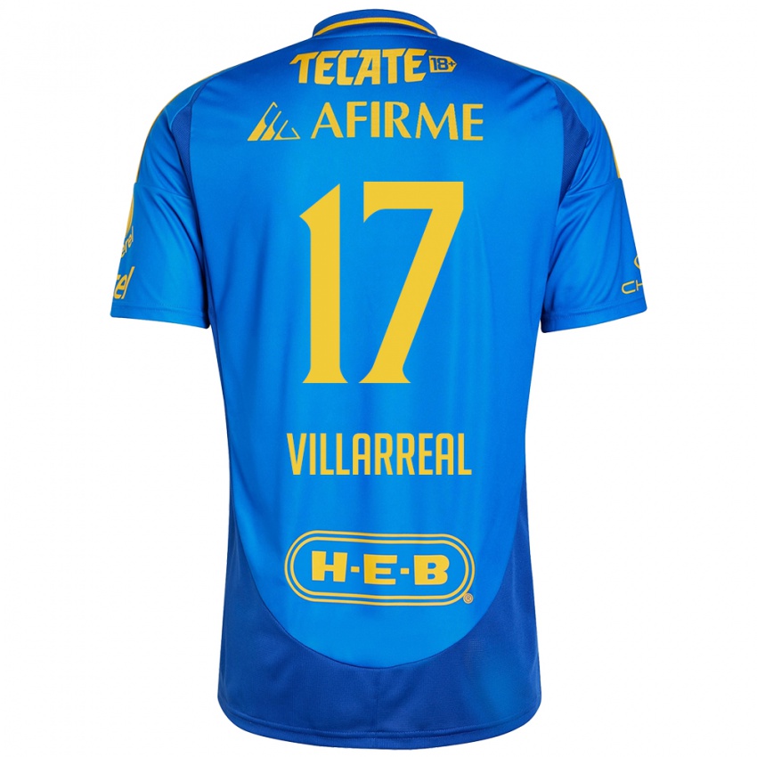 Børn Natalia Villarreal #17 Blå Gul Udebane Spillertrøjer 2024/25 Trøje T-Shirt