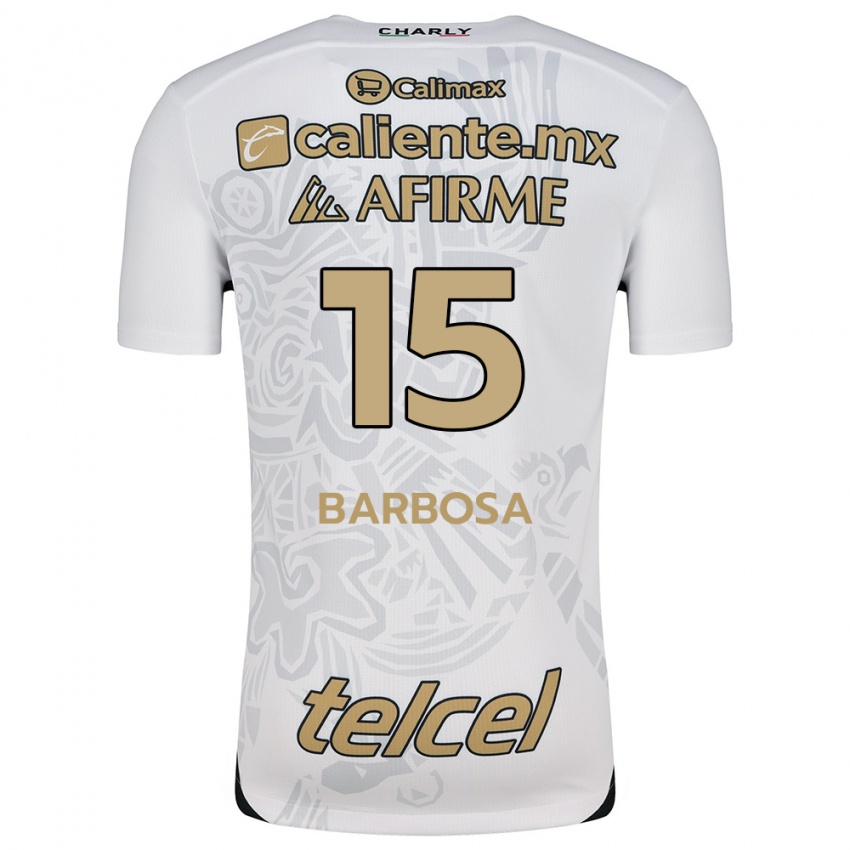 Børn Diego Barbosa #15 Hvid Sort Udebane Spillertrøjer 2024/25 Trøje T-Shirt