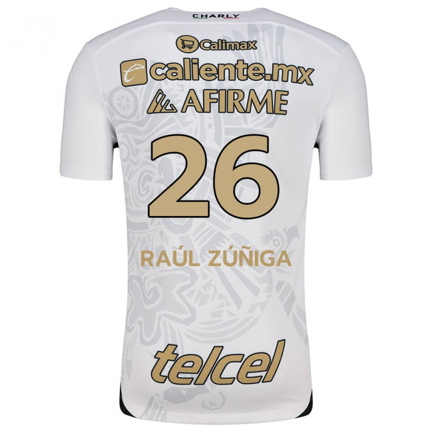 Børn José Raúl Zúñiga #26 Hvid Sort Udebane Spillertrøjer 2024/25 Trøje T-Shirt