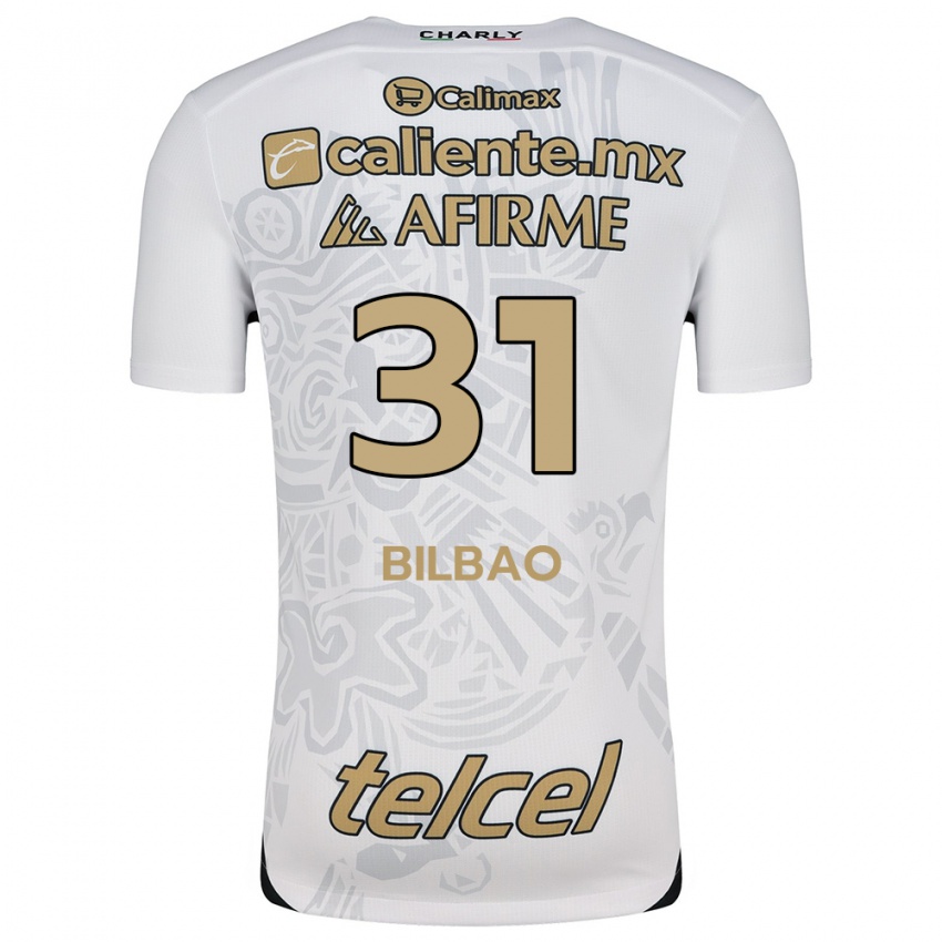 Børn Unai Bilbao #31 Hvid Sort Udebane Spillertrøjer 2024/25 Trøje T-Shirt