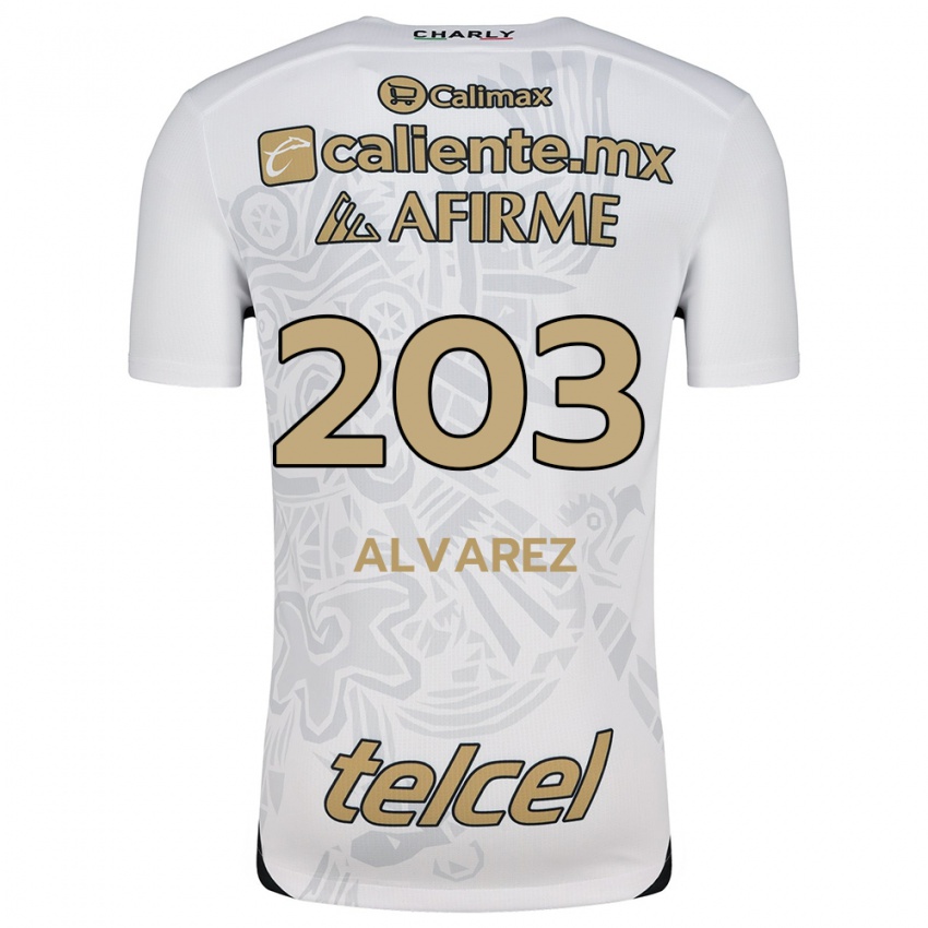 Børn Jaime Álvarez #203 Hvid Sort Udebane Spillertrøjer 2024/25 Trøje T-Shirt