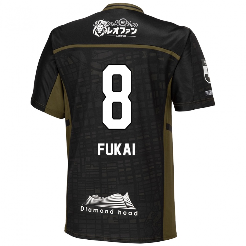 Børn Kazuki Fukai #8 Sort Grøn Udebane Spillertrøjer 2024/25 Trøje T-Shirt