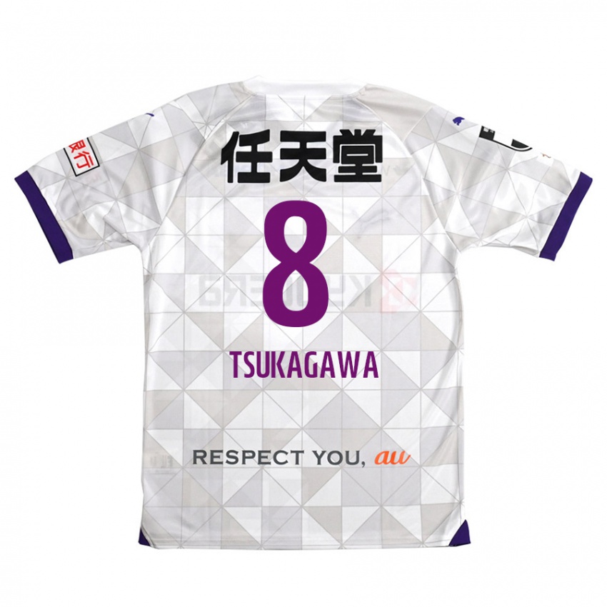 Børn Koki Tsukagawa #8 Hvid Lilla Udebane Spillertrøjer 2024/25 Trøje T-Shirt