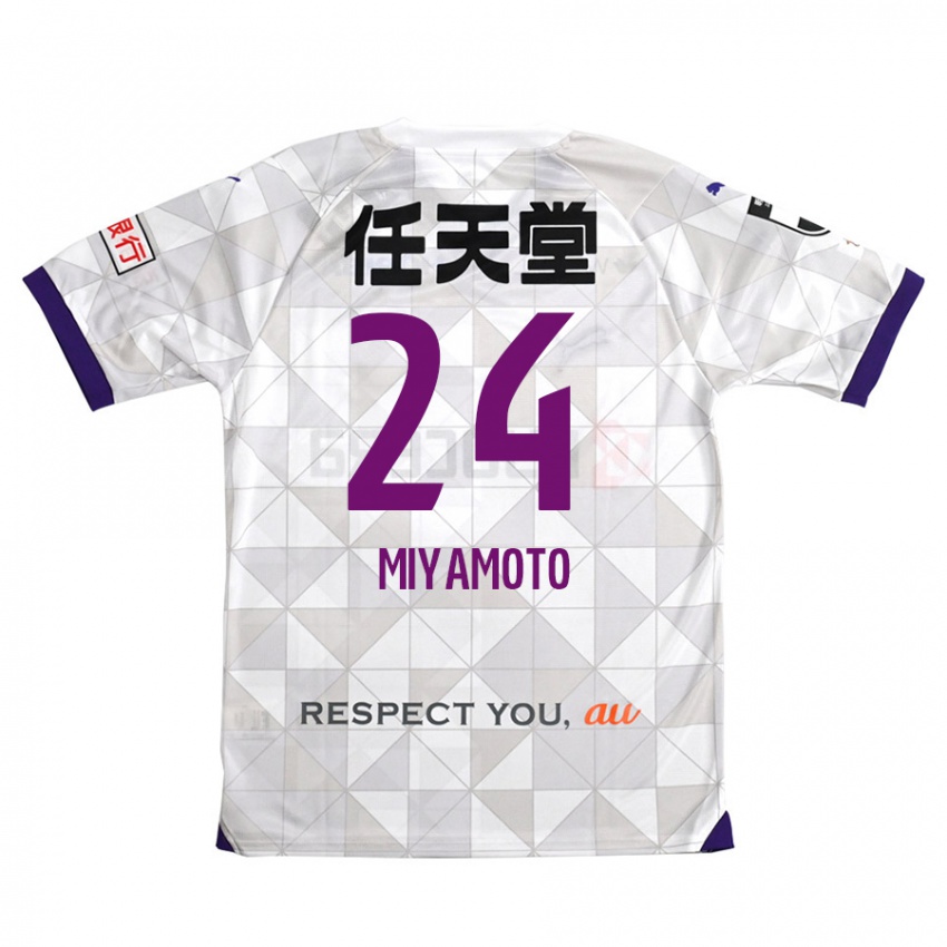 Børn Yuta Miyamoto #24 Hvid Lilla Udebane Spillertrøjer 2024/25 Trøje T-Shirt