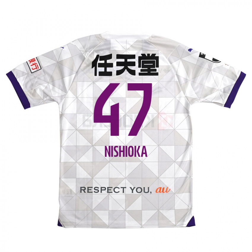 Børn Yuma Nishioka #47 Hvid Lilla Udebane Spillertrøjer 2024/25 Trøje T-Shirt